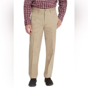 Men's Lands End Flat-Front Wrinkle Resistant Chino Dress Pants - Khaki NWT 32/32
